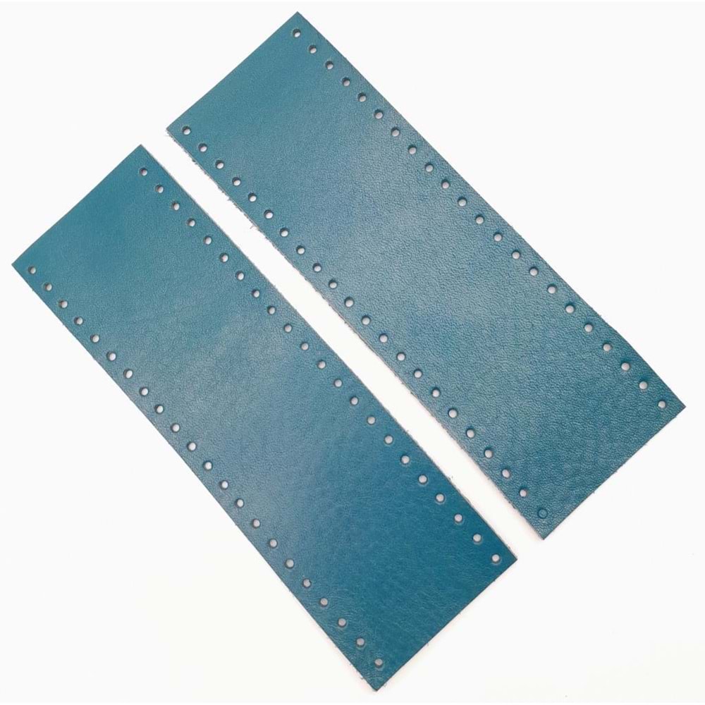 Çanta Aksesuar Turkuaz Gerçek Deri Tutma Sapı 18X6 Cm Simit Sap