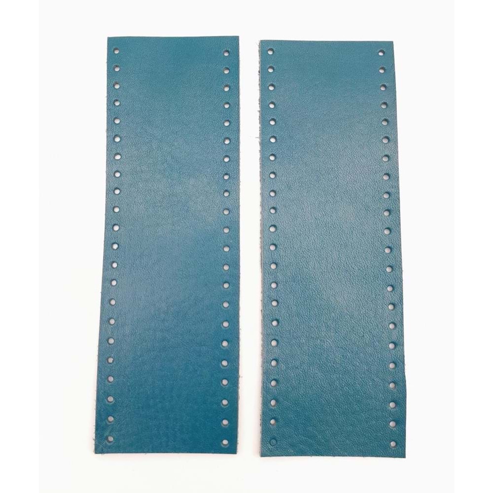 Çanta Aksesuar Turkuaz Gerçek Deri Tutma Sapı 18X6 Cm Simit Sap