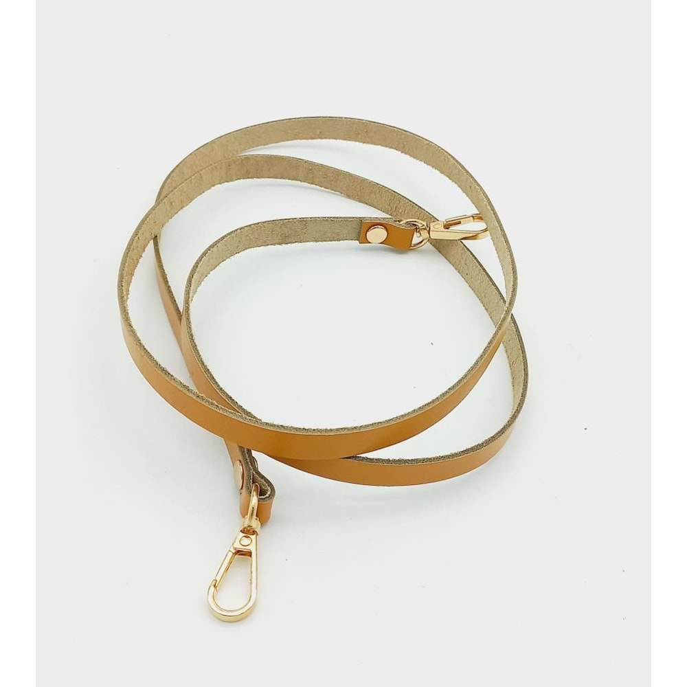 Çanta Aksesuar Gerçek Deri Spagetti Model Hardal Light Gold Metal Çanta Sapı