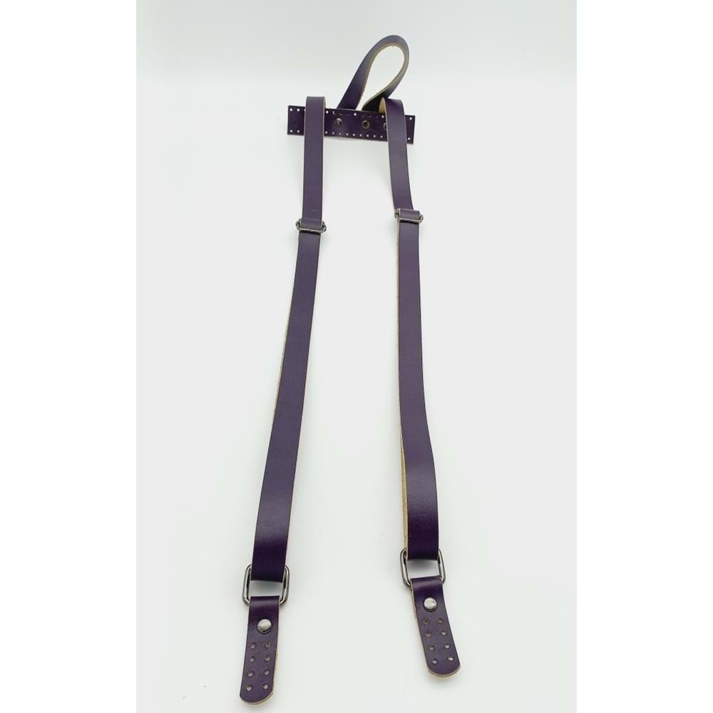 Çanta Aksesuar Gerçek Deri Mor Sırt Çanta Sapı Füme Metalli