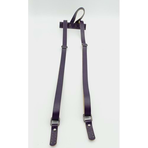 Çanta Aksesuar Gerçek Deri Mor Sırt Çanta Sapı Füme Metalli