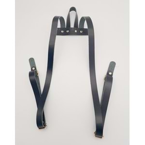 Çanta Aksesuar Gerçek Deri Siyah Sırt Çanta Sapı Light Gold Metalli