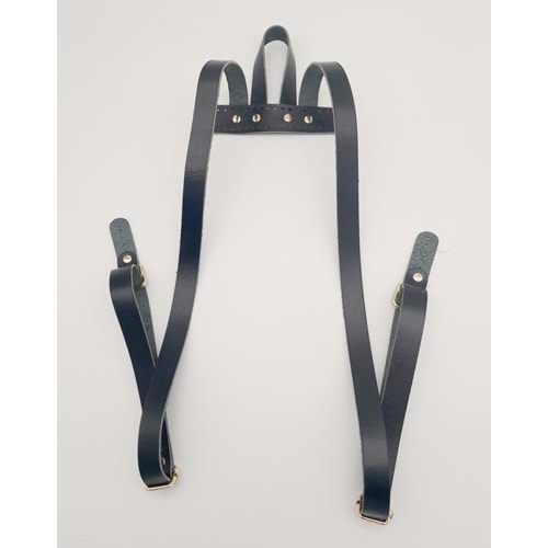 Çanta Aksesuar Gerçek Deri Siyah Sırt Çanta Sapı Light Gold Metalli