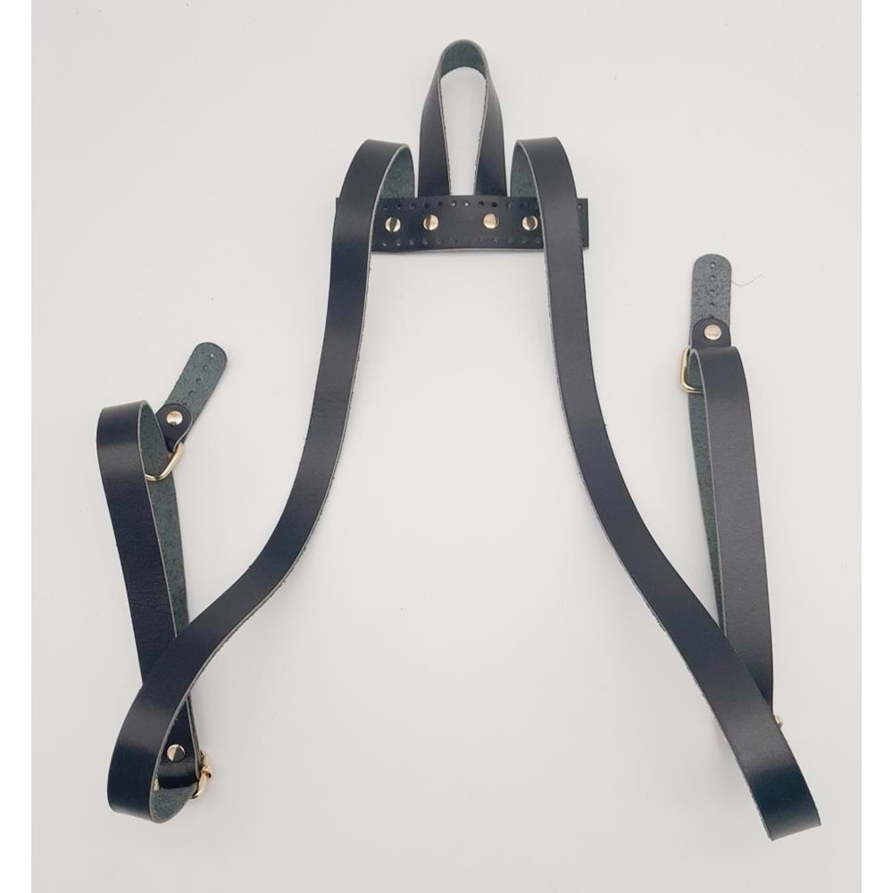 Çanta Aksesuar Gerçek Deri Siyah Sırt Çanta Sapı Light Gold Metalli