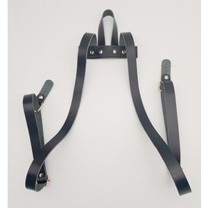 Çanta Aksesuar Gerçek Deri Siyah Sırt Çanta Sapı Light Gold Metalli