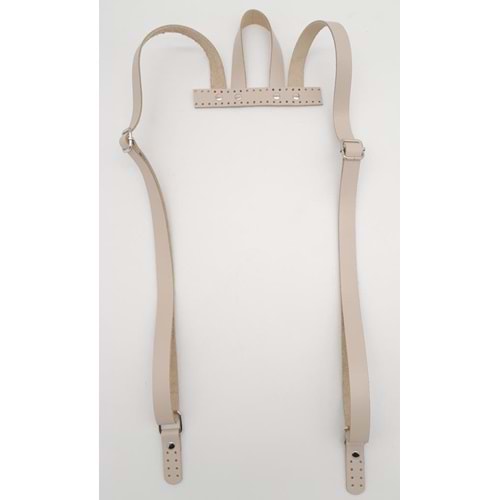 Çanta Aksesuar Bej Gerçek Deri Sırt Çanta Sapı Gümüş Metalli