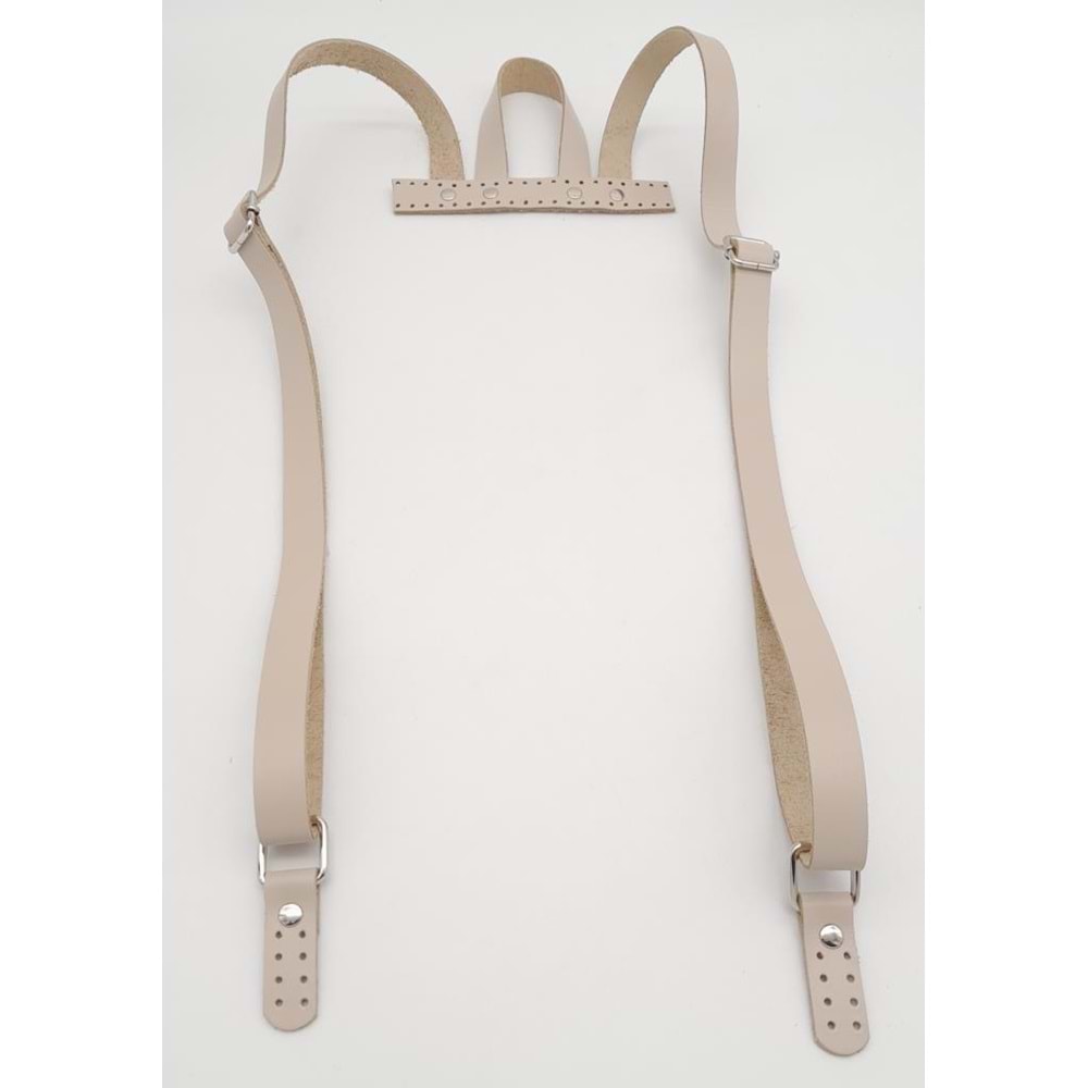 Çanta Aksesuar Bej Gerçek Deri Sırt Çanta Sapı Gümüş Metalli