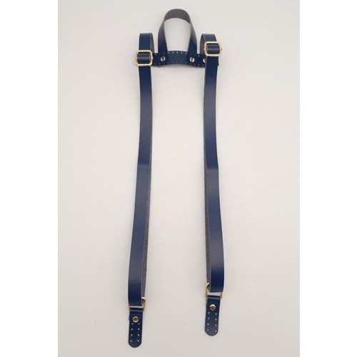 Çanta Aksesuar Gerçek Deri Lacivert Renk Sırt Çanta Sapı Light Gold Metalli