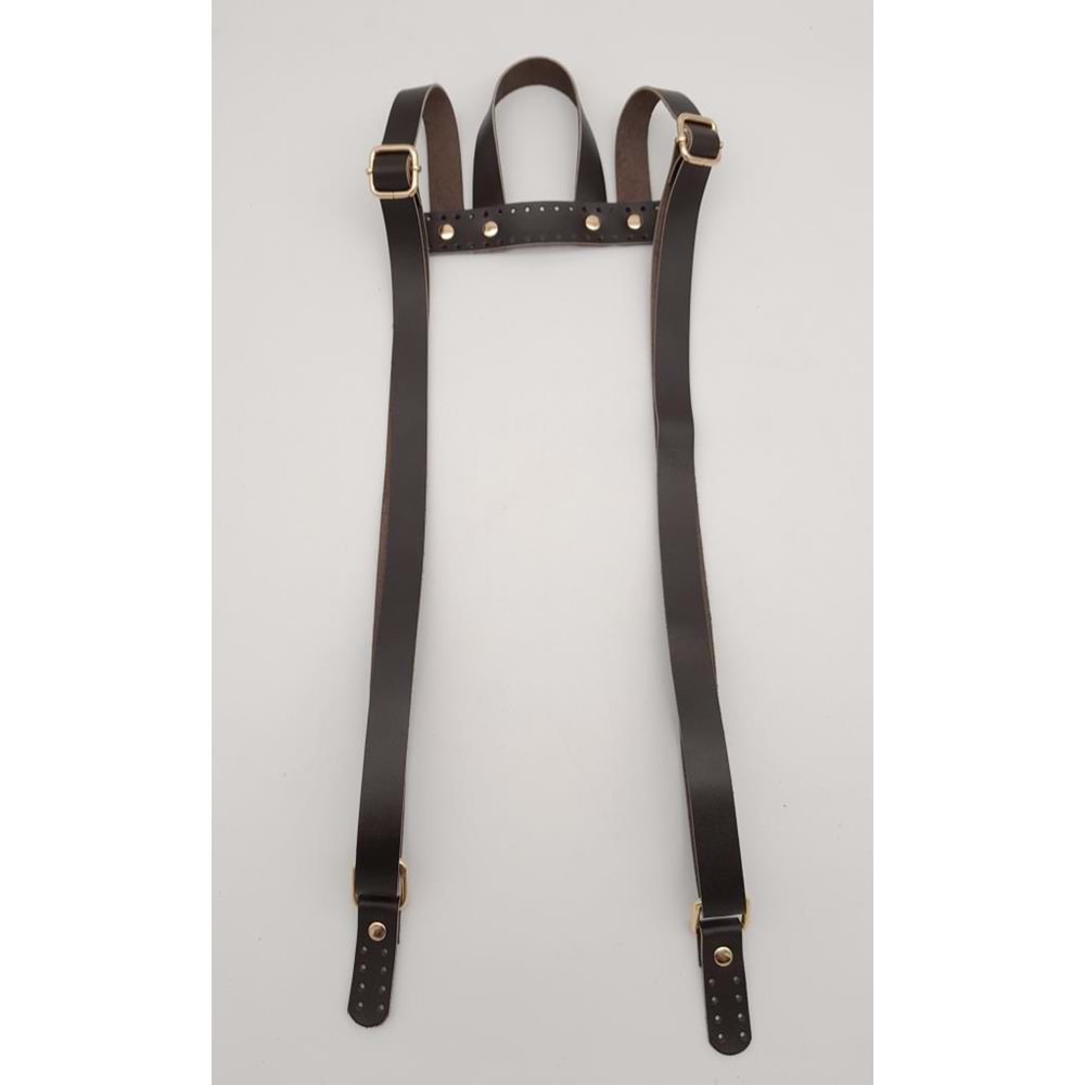 Çanta Aksesuar Gerçek Deri Kahverengi Sırt Çanta Sapı Light Gold Metalli