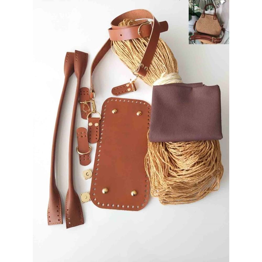 Çanta Aksesuar Gerçek Deri Sitil Model Örgü Çanta Seti