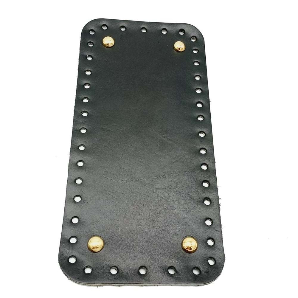 Çanta Aksesuar Gerçek Deri Siyah 25X12 cm Dikdörtgen Light Gold Metalli Çanta Tabanı