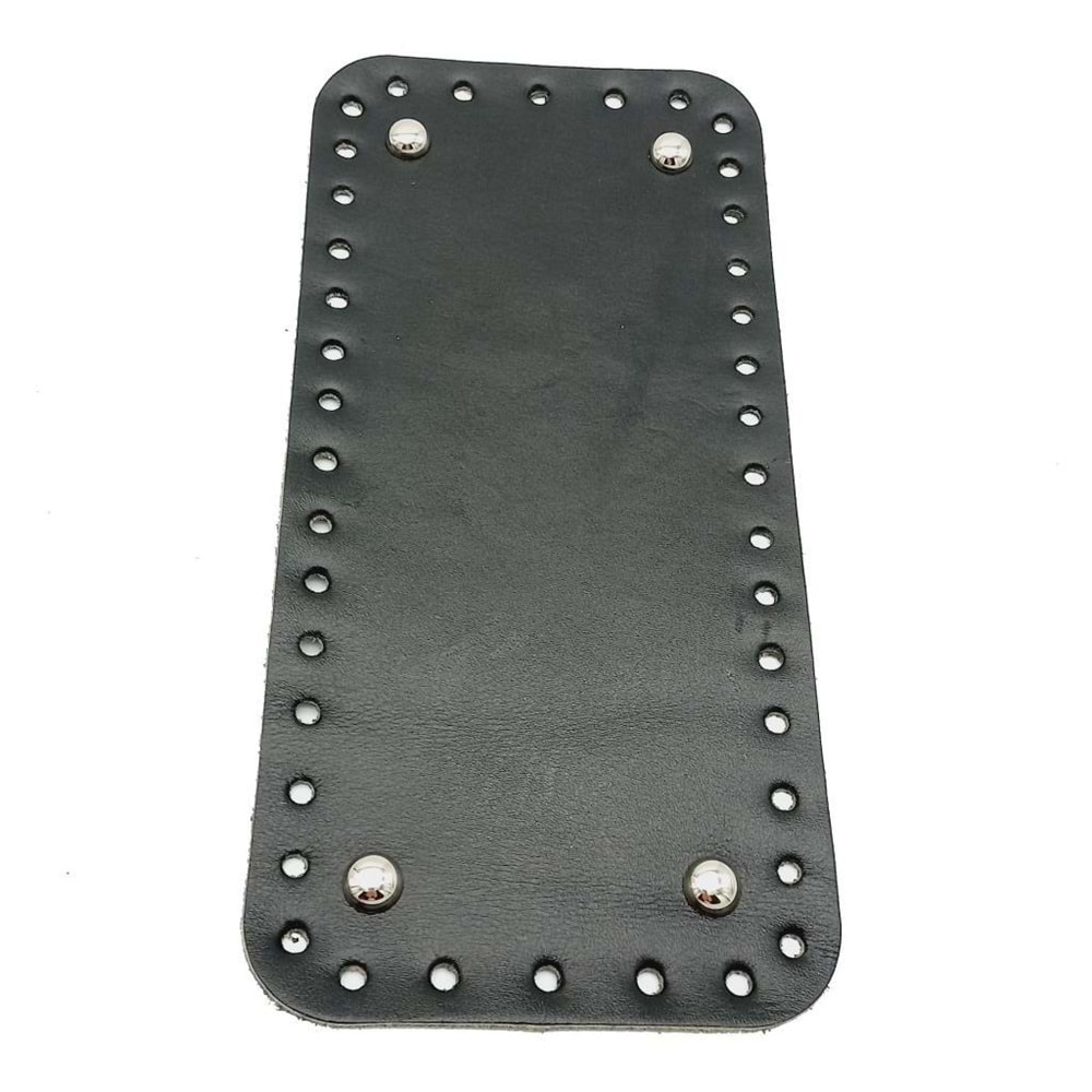 Çanta Aksesuar Gerçek Deri Siyah 25X12 cm Dikdörtgen Gümüş Metalli Çanta Tabanı
