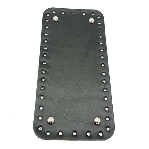 Çanta Aksesuar Gerçek Deri Siyah 25X12 cm Dikdörtgen Gümüş Metalli Çanta Tabanı