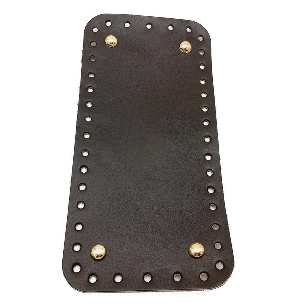 Çanta Aksesuar Gerçek Deri Koyu Kahve 25X12 cm Dikdörtgen Light Gold Metalli Çanta Tabanı