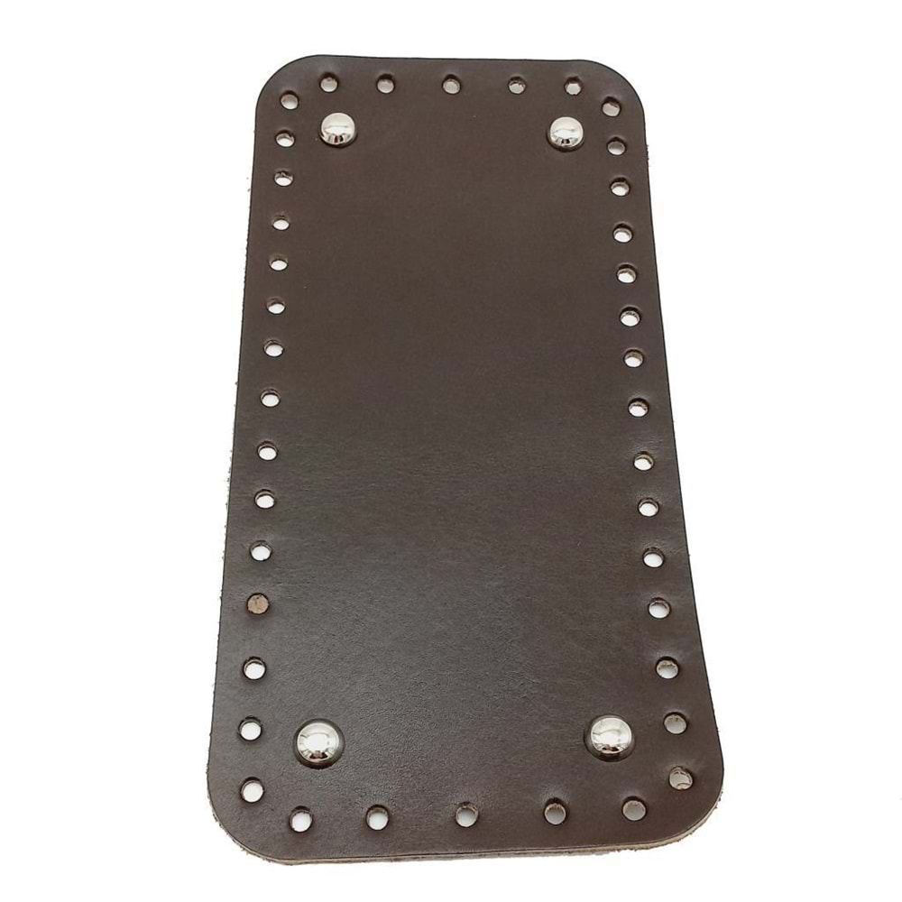 Çanta Aksesuar Gerçek Deri Koyu Kahve 25X12 cm Dikdörtgen Gümüş Metalli Çanta Tabanı