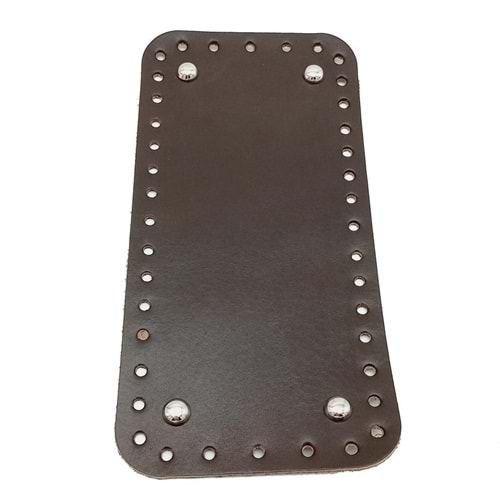 Çanta Aksesuar Gerçek Deri Koyu Kahve 25X12 cm Dikdörtgen Gümüş Metalli Çanta Tabanı