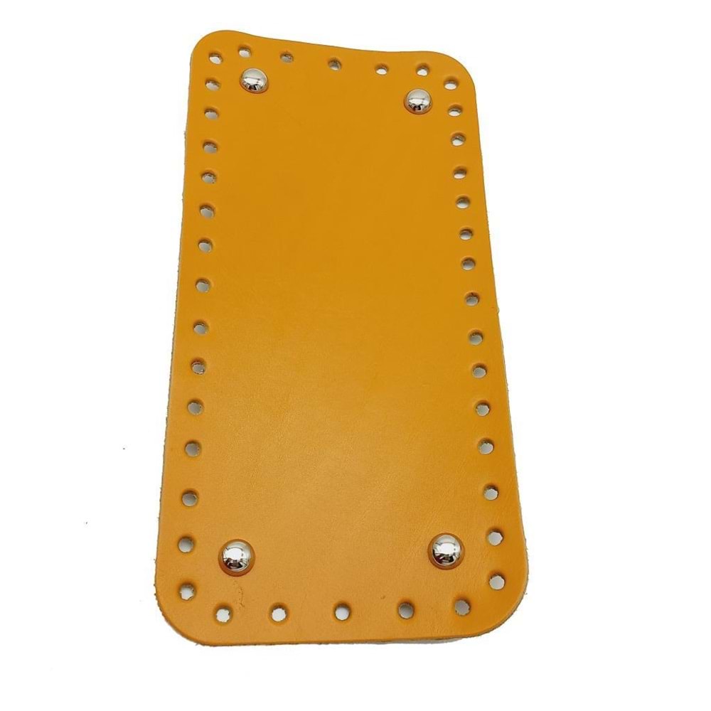 Çanta Aksesuar Gerçek Deri Hardal Sarı 25X12 cm Dikdörtgen Gümüş Metalli Çanta Tabanı