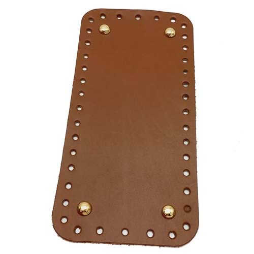 Çanta Aksesuar Gerçek Deri Sütlü Kahve 25X12 cm Dikdörtgen Light Gold Metalli Çanta Tabanı