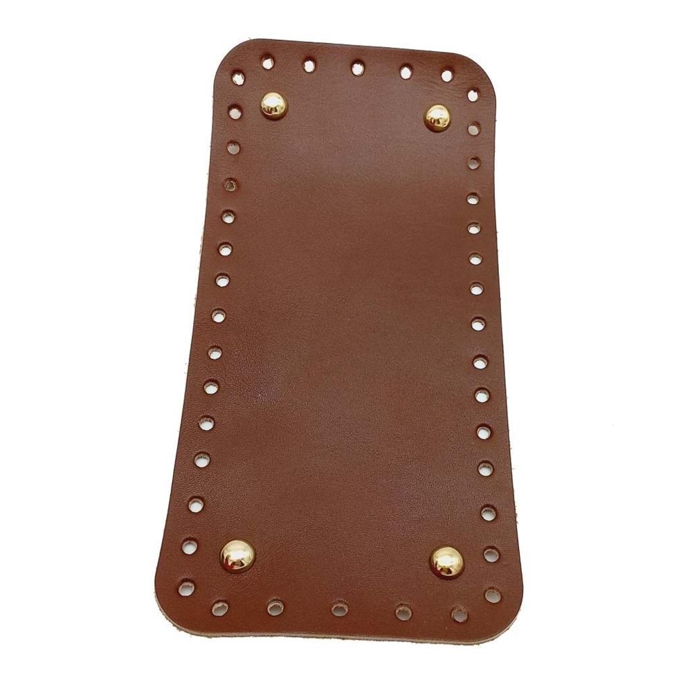 Çanta Aksesuar Gerçek Deri Kızıl Kahve 25X12 cm Dikdörtgen Light Gold Metalli Çanta Tabanı