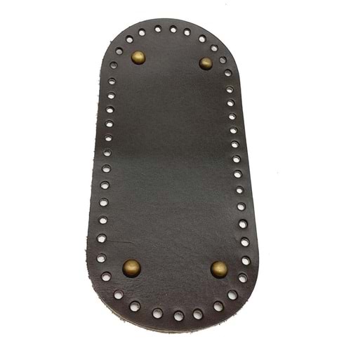 Çanta Aksesuar Gerçek Deri Koyu Kahve 25X12 cm Oval Antik Metalli Çanta Tabanı
