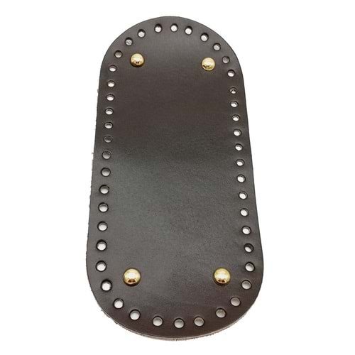 Çanta Aksesuar Gerçek Deri Koyu Kahve 25X12 cm Oval Light Gold Metalli Çanta Tabanı