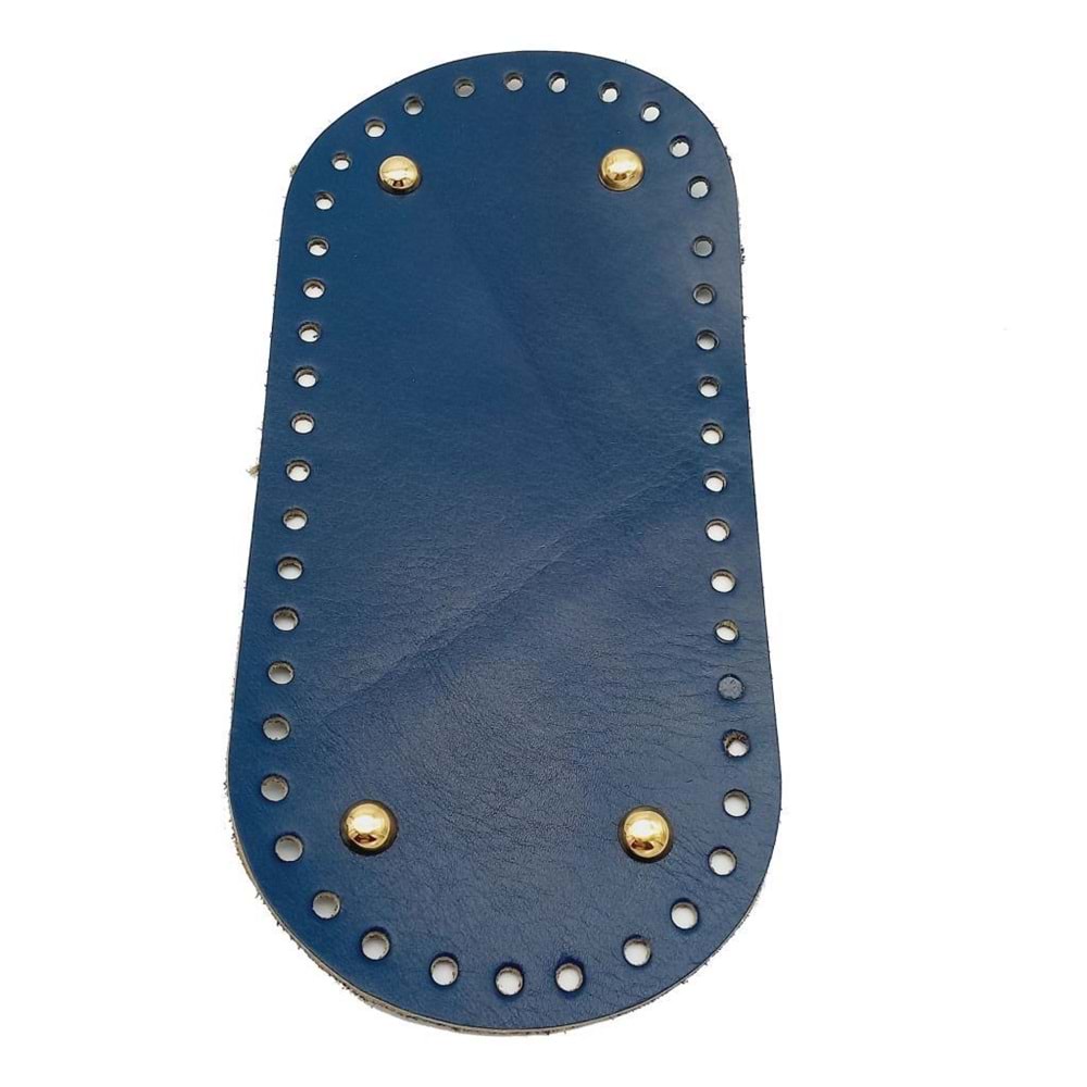 Çanta Aksesuar Gerçek Deri Lacivert 25X12 cm Oval Light Gold Metalli Çanta Tabanı
