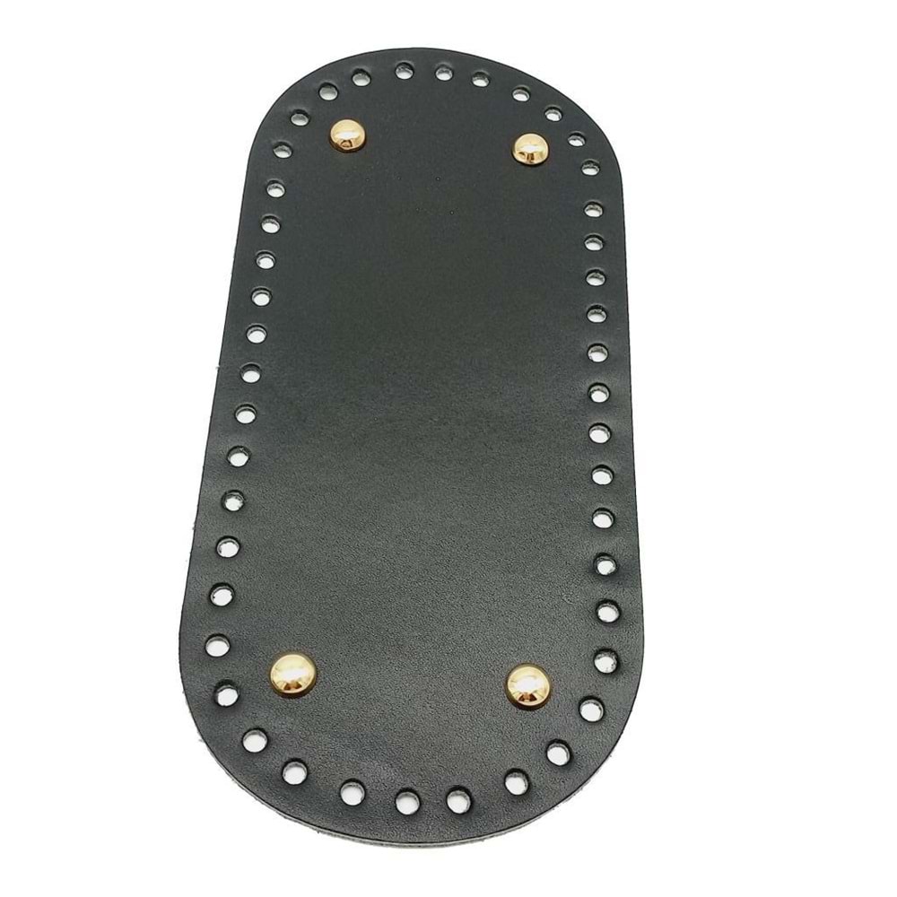 Çanta Aksesuar Gerçek Deri Siyah 25X12 cm Oval Light Gold Metalli Çanta Tabanı