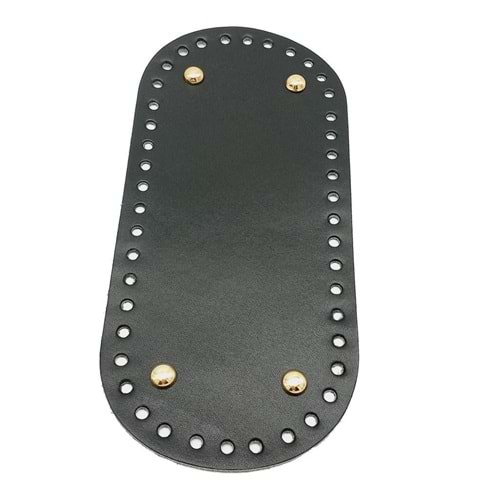 Çanta Aksesuar Gerçek Deri Siyah 25X12 cm Oval Light Gold Metalli Çanta Tabanı