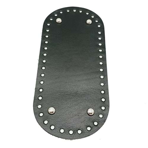 Çanta Aksesuar Gerçek Deri Siyah 25X12 cm Oval Gümüş Metalli Çanta Tabanı