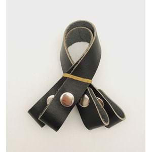 Çanta Aksesuar 30 cm Gerçek Deri Siyah Renk Çıtçıtlı Sap Gümüş Metalli