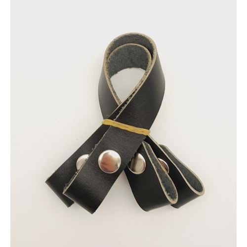 Çanta Aksesuar 30 cm Gerçek Deri Siyah Renk Çıtçıtlı Sap Gümüş Metalli