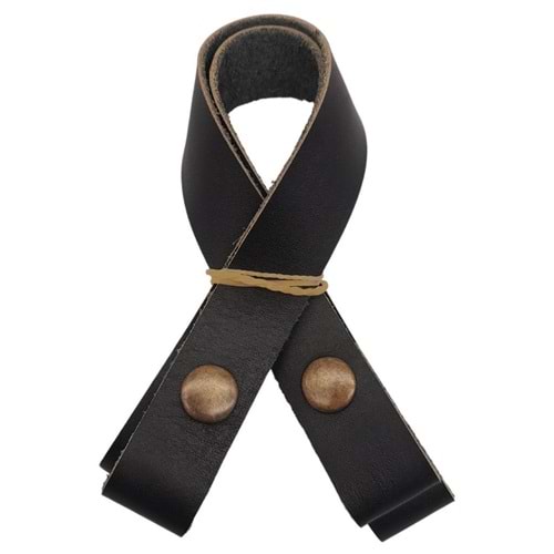 Çanta Aksesuar 30 cm Gerçek Deri Siyah Renk Çıtçıtlı Sap Antik Metalli