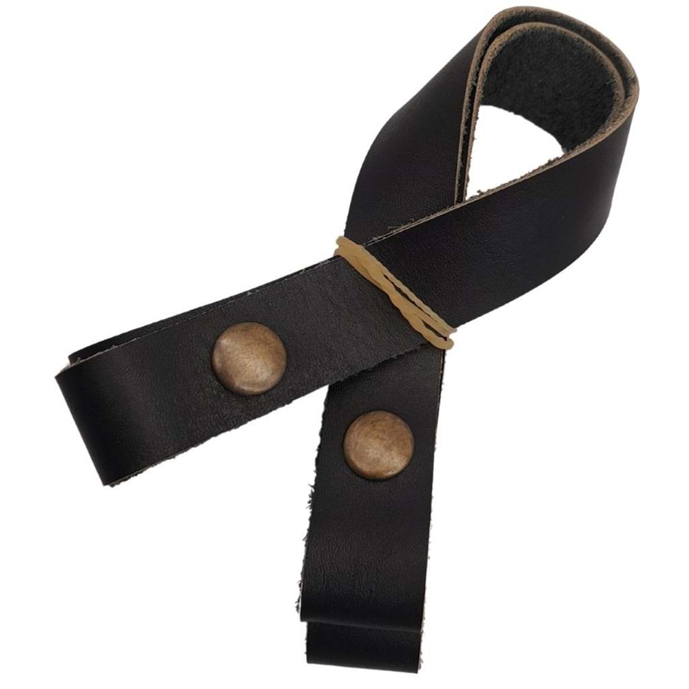 Çanta Aksesuar 30 cm Gerçek Deri Siyah Renk Çıtçıtlı Sap Antik Metalli