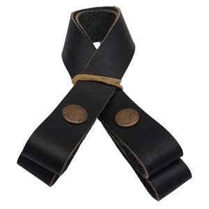 Çanta Aksesuar 30 cm Gerçek Deri Siyah Renk Çıtçıtlı Sap Antik Metalli