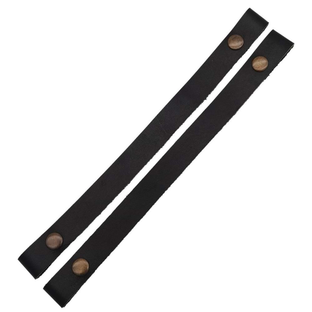 Çanta Aksesuar 30 cm Gerçek Deri Siyah Renk Çıtçıtlı Sap Antik Metalli