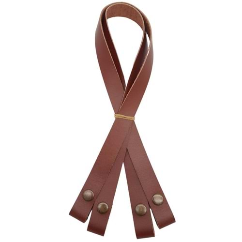 Çanta Aksesuar Gerçek Deri Çıtçıtlı Çanta Sapı Kızıl Kahve Renk Antik Metalli