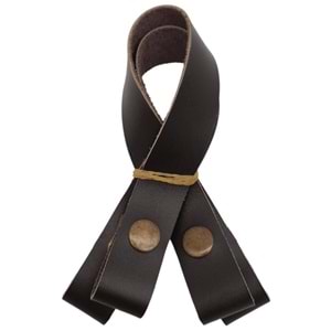 Çanta Aksesuar 30 cm Gerçek Deri Koyu Kahverengi Çıtçıtlı Sap Antik Metalli