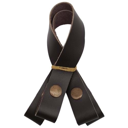 Çanta Aksesuar 30 cm Gerçek Deri Koyu Kahverengi Çıtçıtlı Sap Antik Metalli