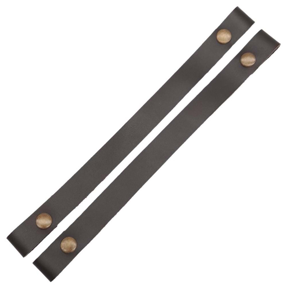 Çanta Aksesuar 30 cm Gerçek Deri Koyu Kahverengi Çıtçıtlı Sap Antik Metalli