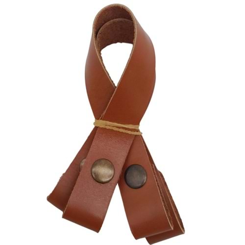 Çanta Aksesuar 30 cm Gerçek Deri Taba Renk Çıtçıtlı Sap Antik Metalli