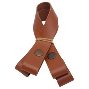 Çanta Aksesuar 30 cm Gerçek Deri Taba Renk Çıtçıtlı Sap Antik Metalli