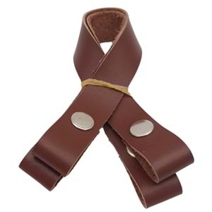 Çanta Aksesuar 30 cm Gerçek Deri Kızıl Kahve Renk Çıtçıtlı Sap Gümüş Metalli