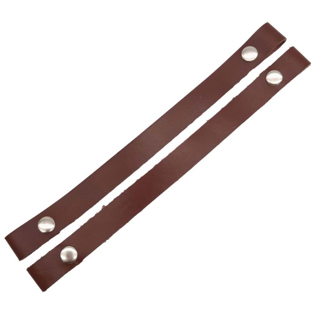 Çanta Aksesuar 30 cm Gerçek Deri Kızıl Kahve Renk Çıtçıtlı Sap Gümüş Metalli