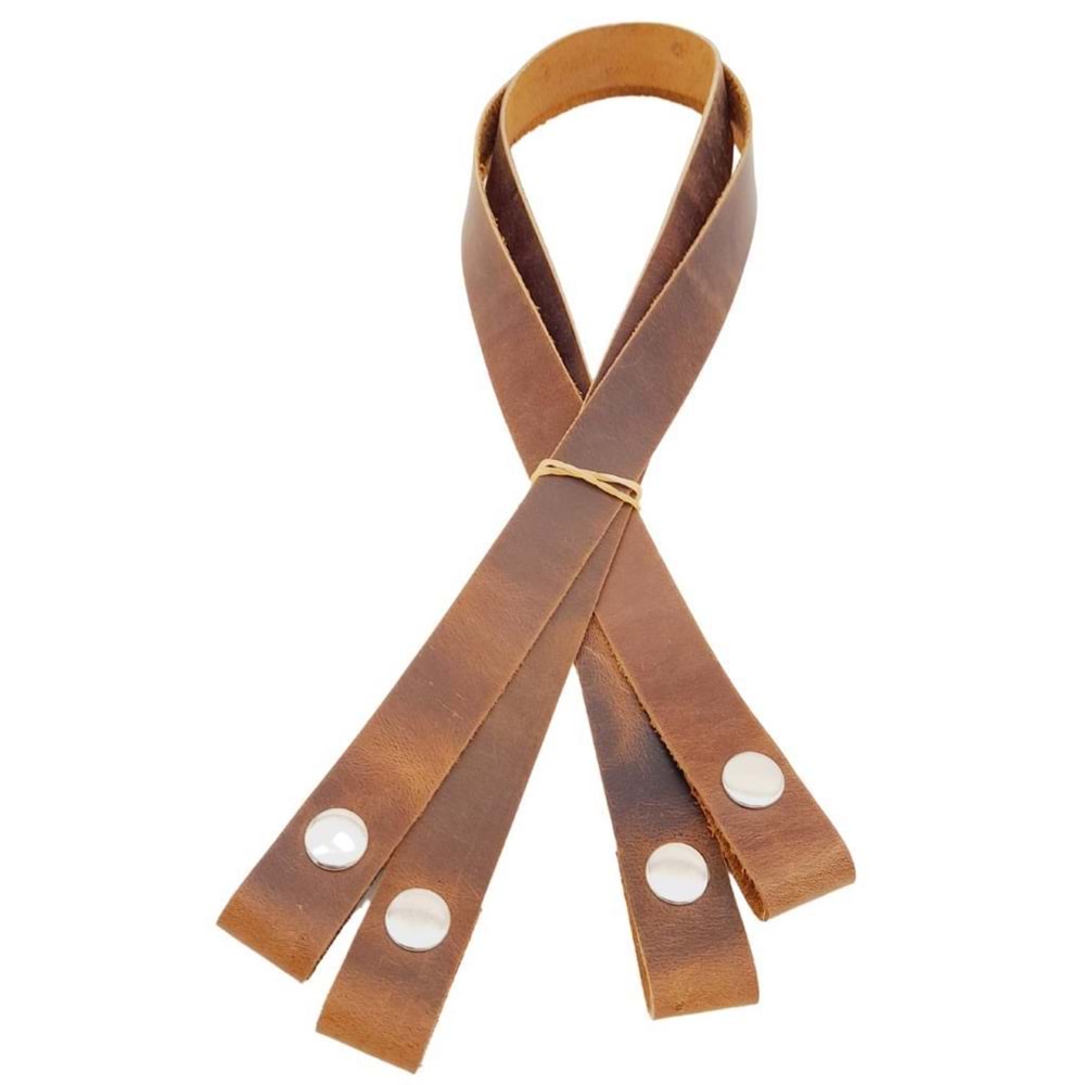 Çanta Aksesuar Gerçek Deri Çıtçıtlı Çanta Sapı Crazy Oil Hardal Sarı Renk Gümüş Metalli