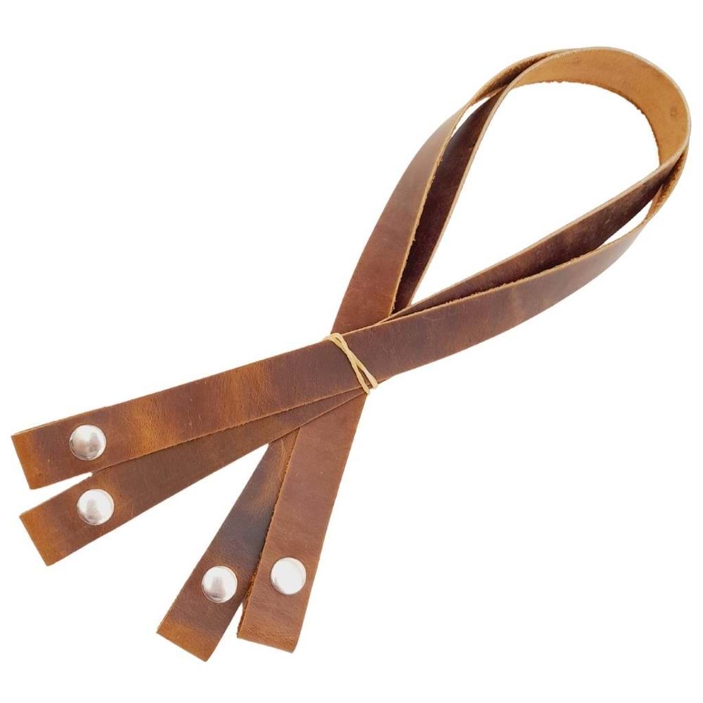 Çanta Aksesuar Gerçek Deri Çıtçıtlı Çanta Sapı Crazy Oil Hardal Sarı Renk Gümüş Metalli