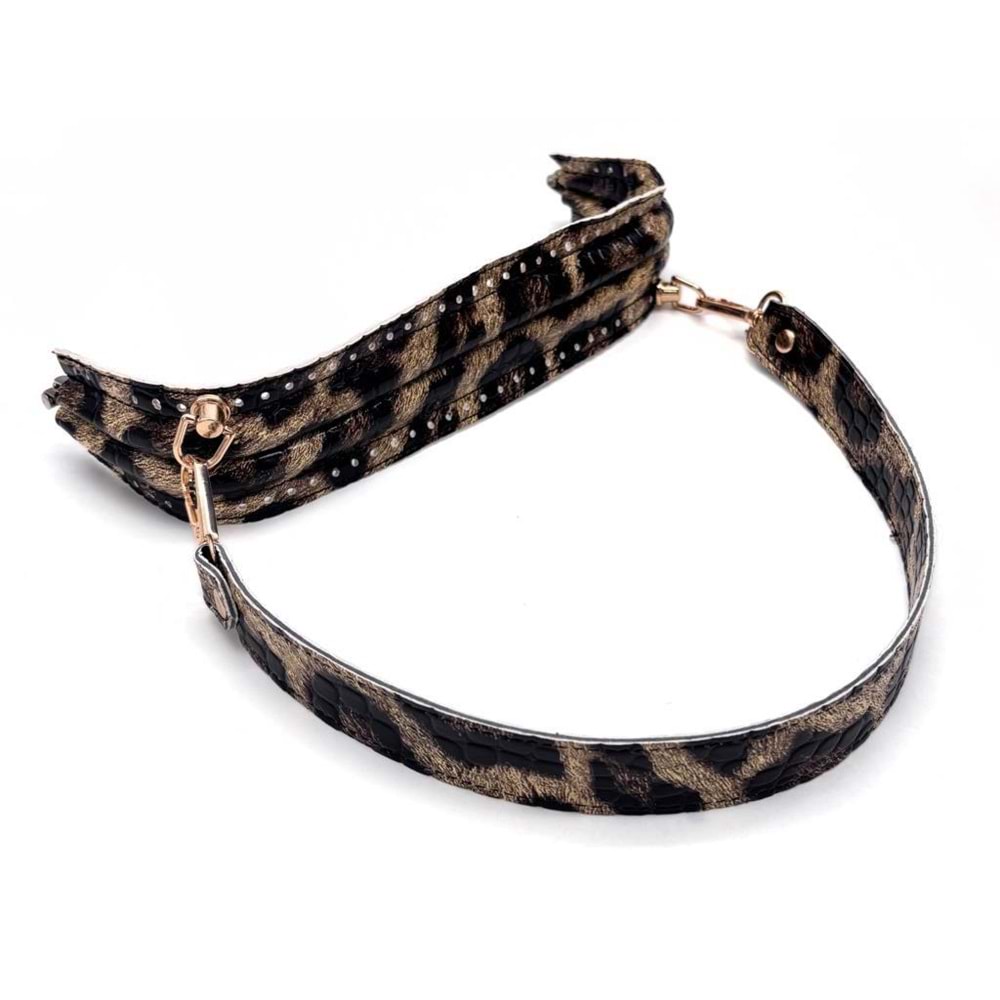Çanta Aksesuar 25 cm Suni Derili Leopar Renk Gizli Çanta Bursu Deri Kulplu