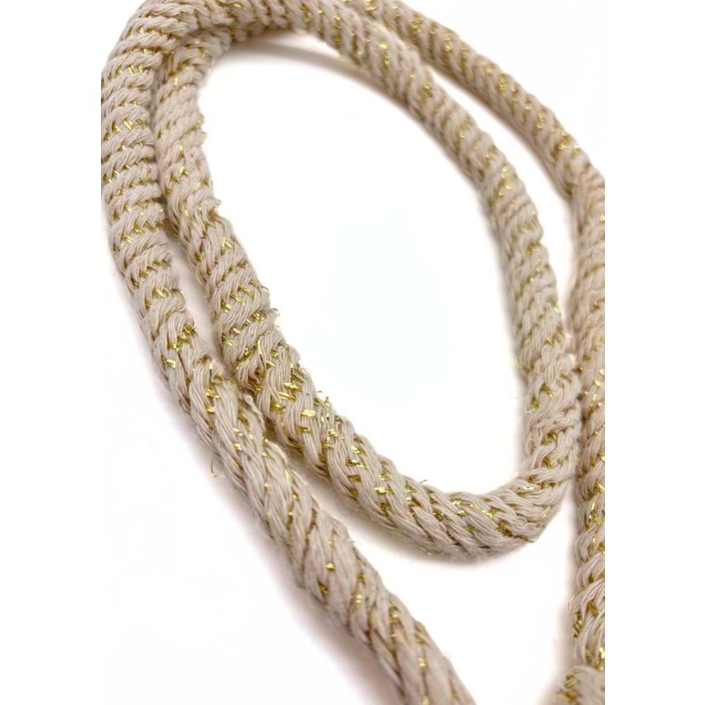 Çanta Aksesuar 10 mm 1 metre Simli Pamuklu Halat