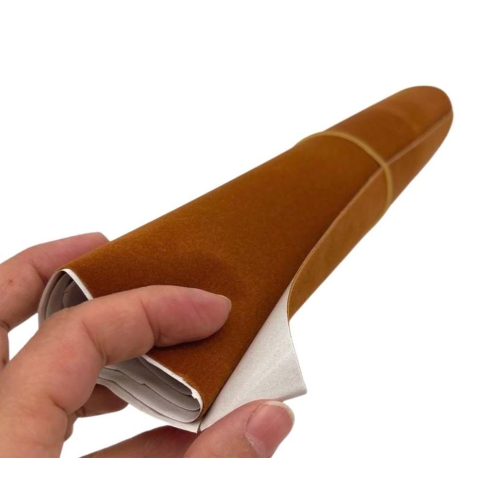 Çanta Aksesuar Yapışkanlı Taba Renk Nubuk Kumaş, Abiye Çanta Kalıp Astarı