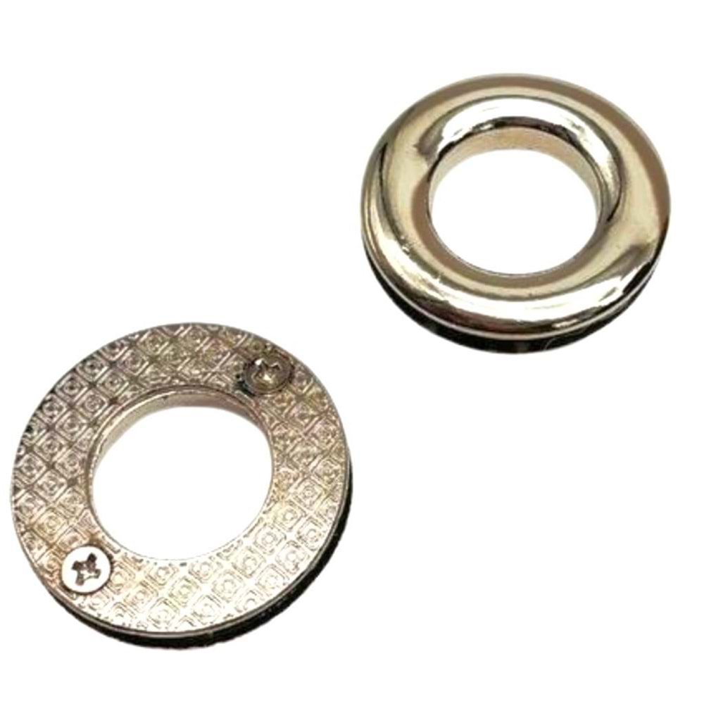 Çanta Aksesuar Gümüş Renk Yuvarlak Vidalı Kuş Gözü 2 Adet (İç ölçüsü 1.8 cm, Dış Ölçüsü 3.2 cm )