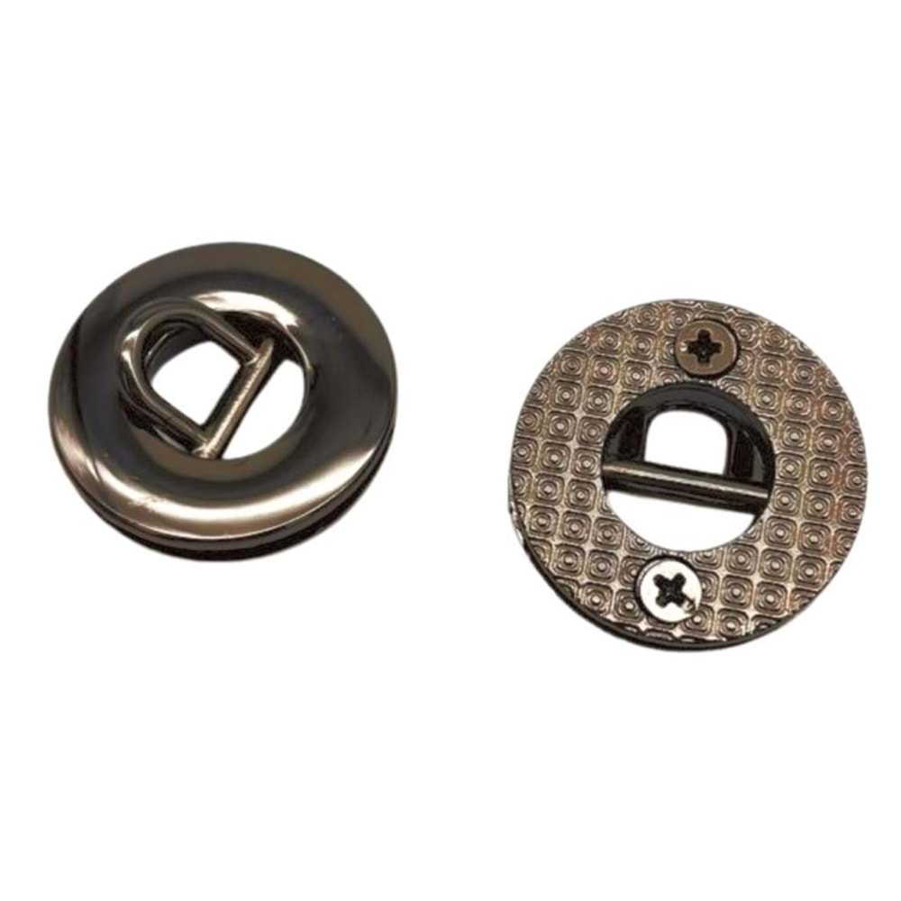 Çanta Aksesuar Füme Renk Yuvarlak Vidalı Kuş Gözü 2 Adet (Mini D Halkalı) (İç ölçüsü 1 cm, Dış Ölçüsü 2.5 cm )